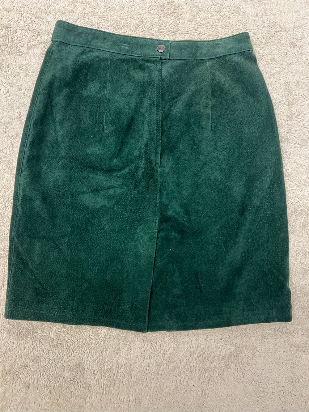 Vintage Forest Green Suede Pencil Skirt